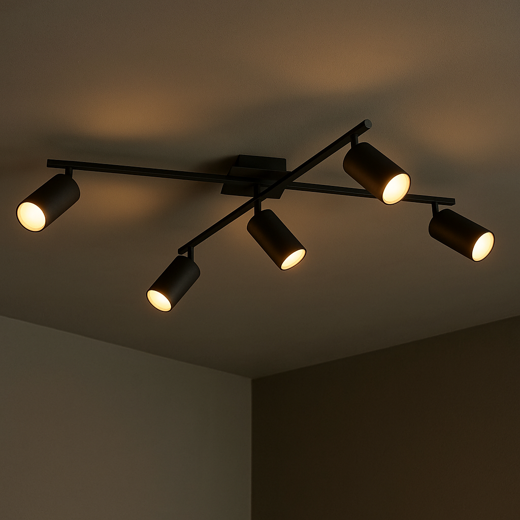 Moderne Deckenleuchte mit 5 drehbaren Spots